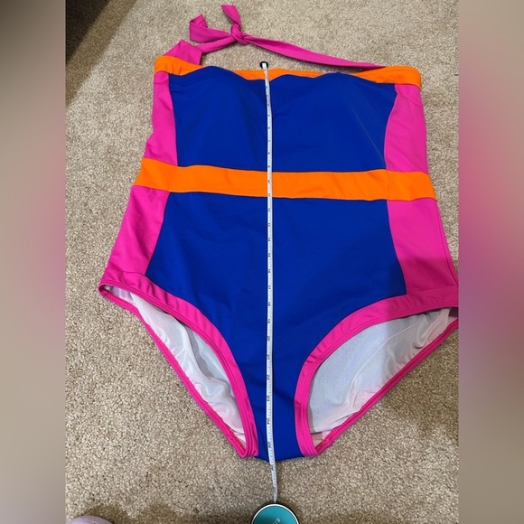 NWT Boden Santorini Halterneck Swimsuit Blue/Pink Colourblock Size 20-22L - Picture 10 of 11